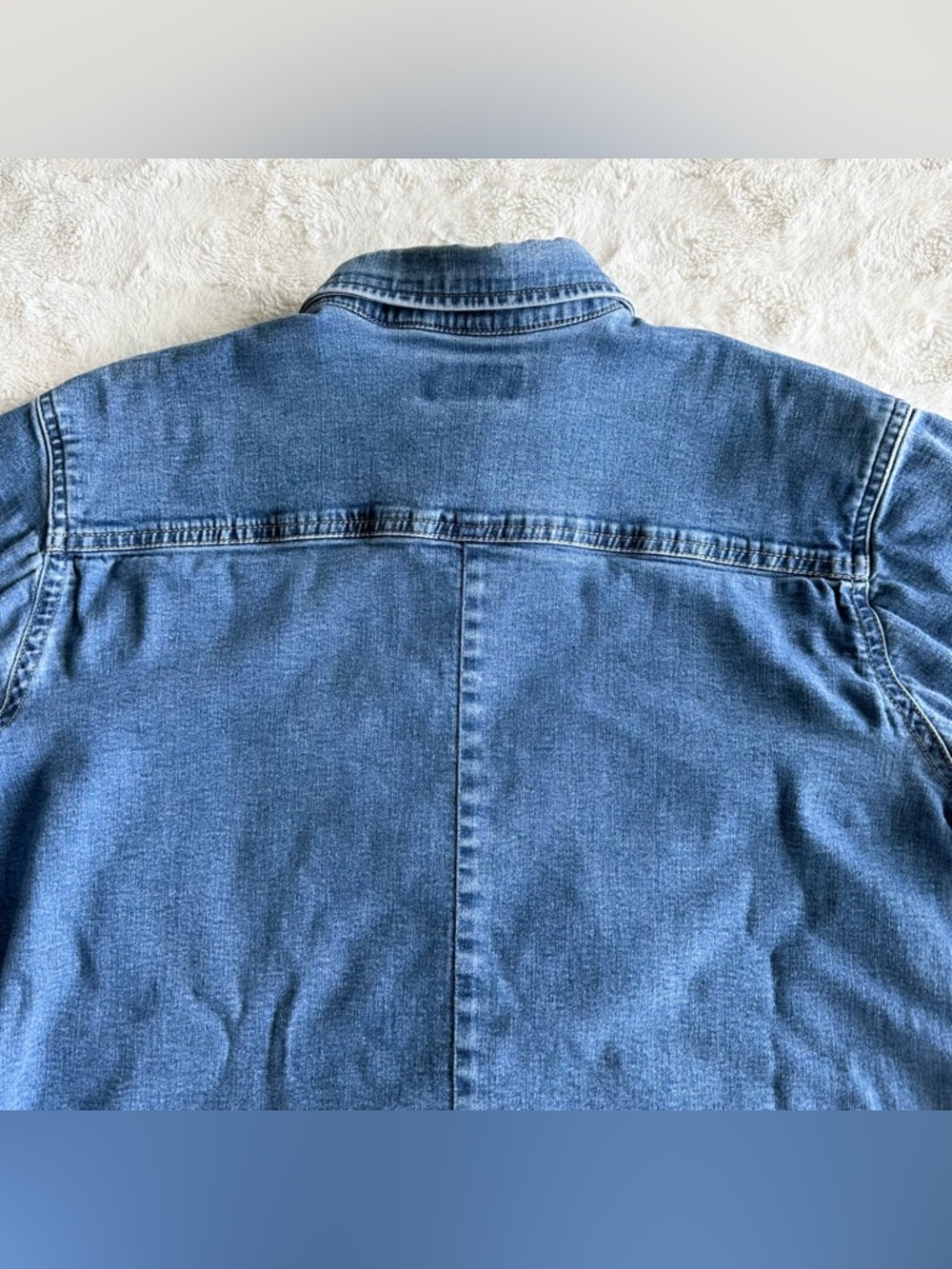 Vintage St Johns Bay Denim Shirt Womens Medium Blue 3/4 Sleeves Western Cowgirl - Picture 6 of 9